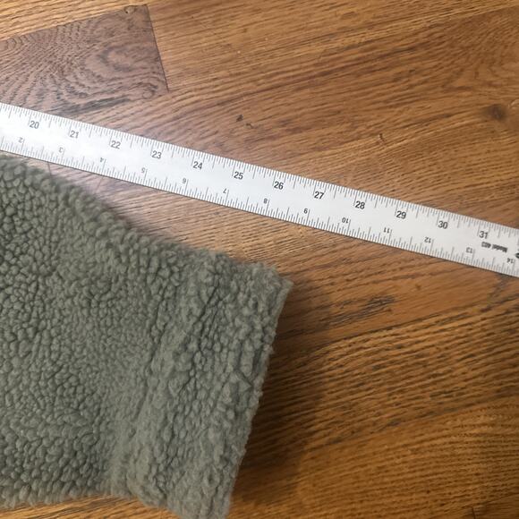 Zara Women's Green Sherpa Jacket With Pockets Size Large Corduroy Accents - Picture 10 of 11